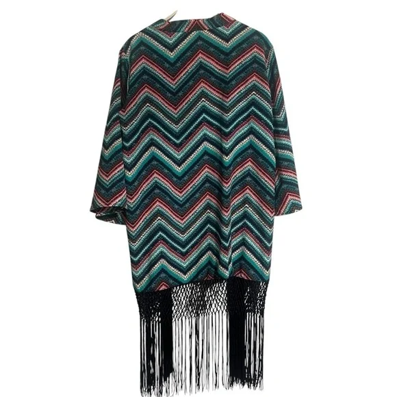 WRANGLER Fringe Kimono shawl western cowgirl Medium rodeo boho - Picture 2 of 10